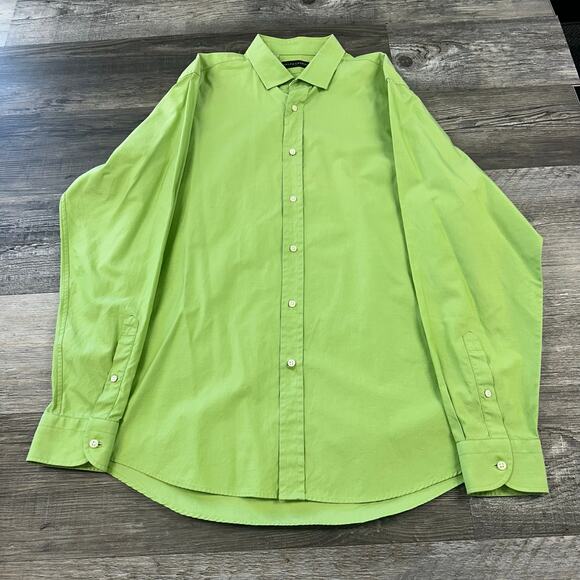 Ralph Lauren Black Label Neon Green Mens 17 Long Sleeve Button Down Dress Shirt - Picture 1 of 11